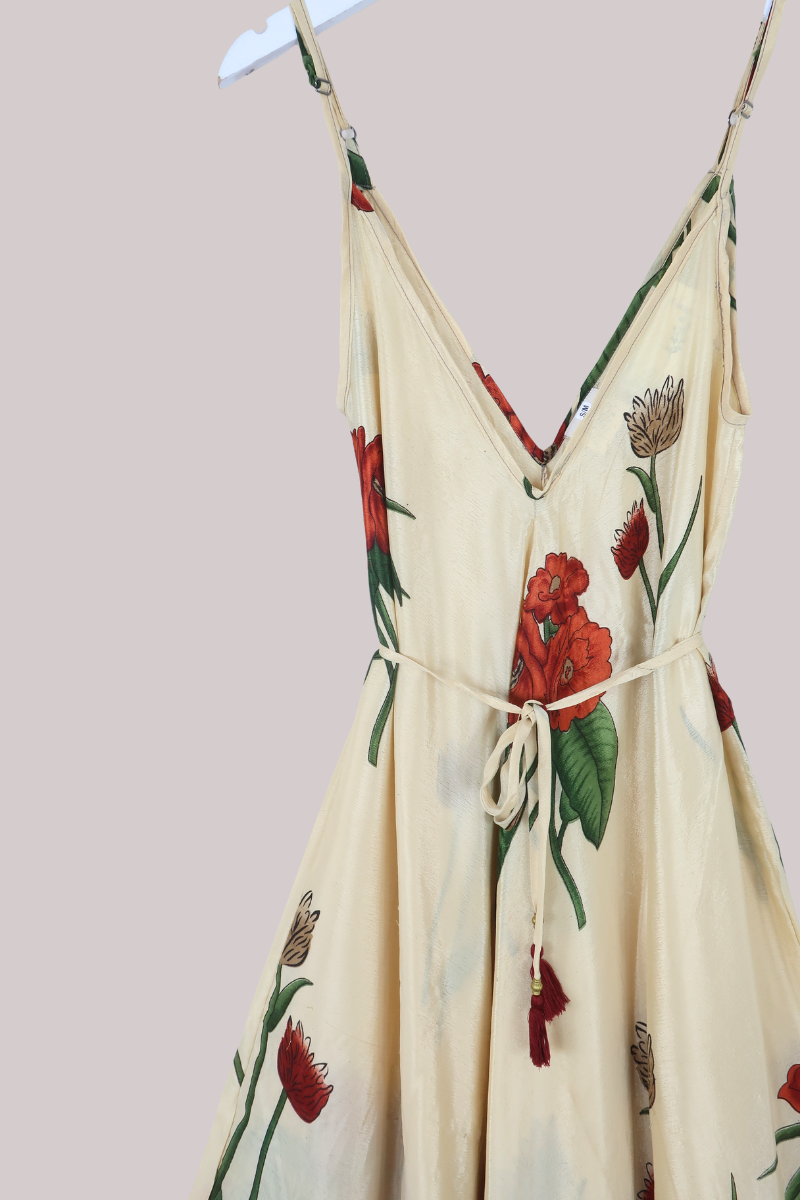 Winona Vintage Sari Jumpsuit in Ivory & Orange - Size M
