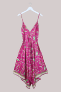 Winona Vintage Sari Jumpsuit in Magenta Wildflowers - Size M