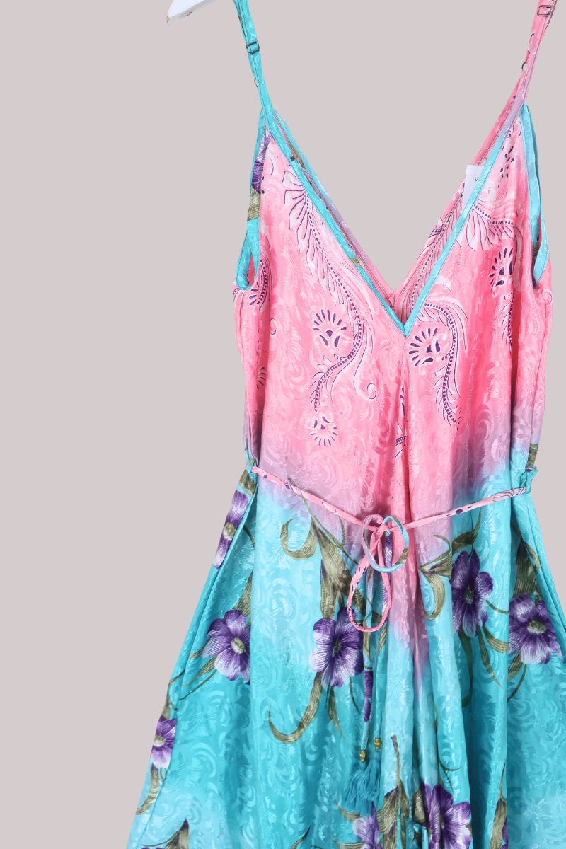 Winona Vintage Sari Jumpsuit in Malibu Pink Paisley - Size L