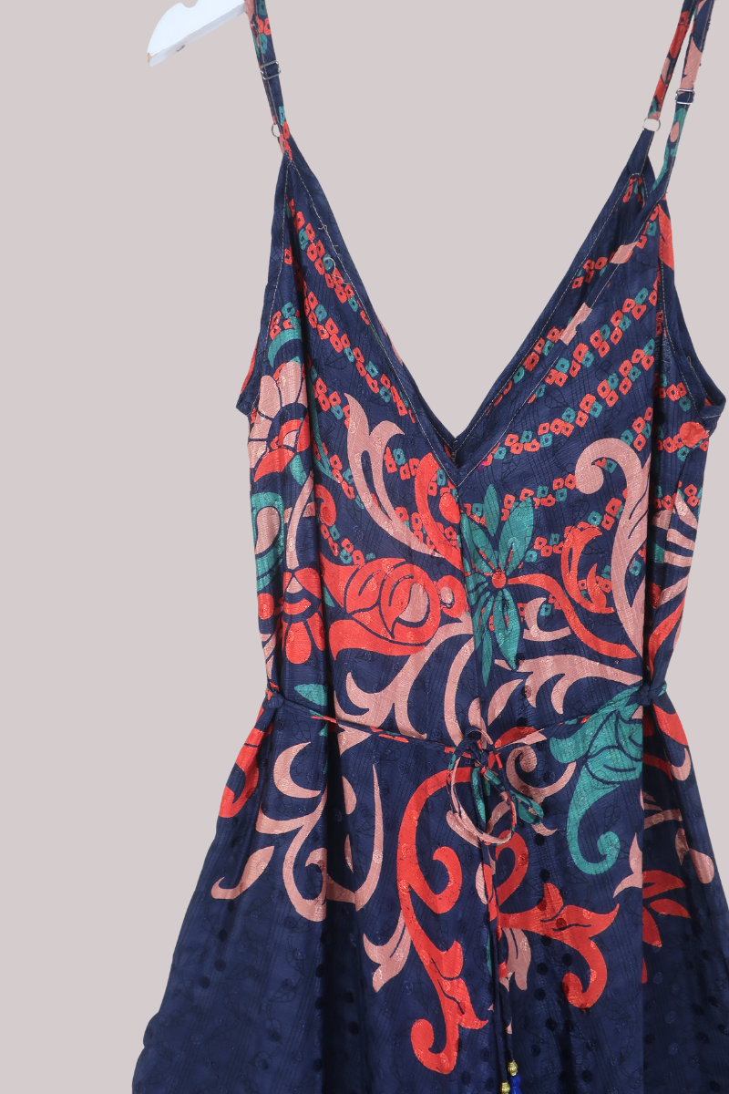 Winona Vintage Sari Jumpsuit in Midnight Lake Paisley - L