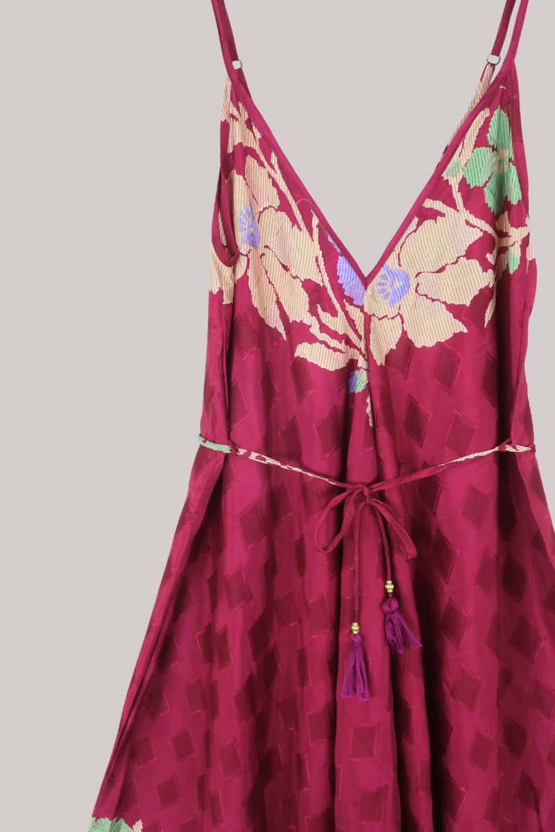 Winona Vintage Sari Jumpsuit in Mulberry Jam - Size L