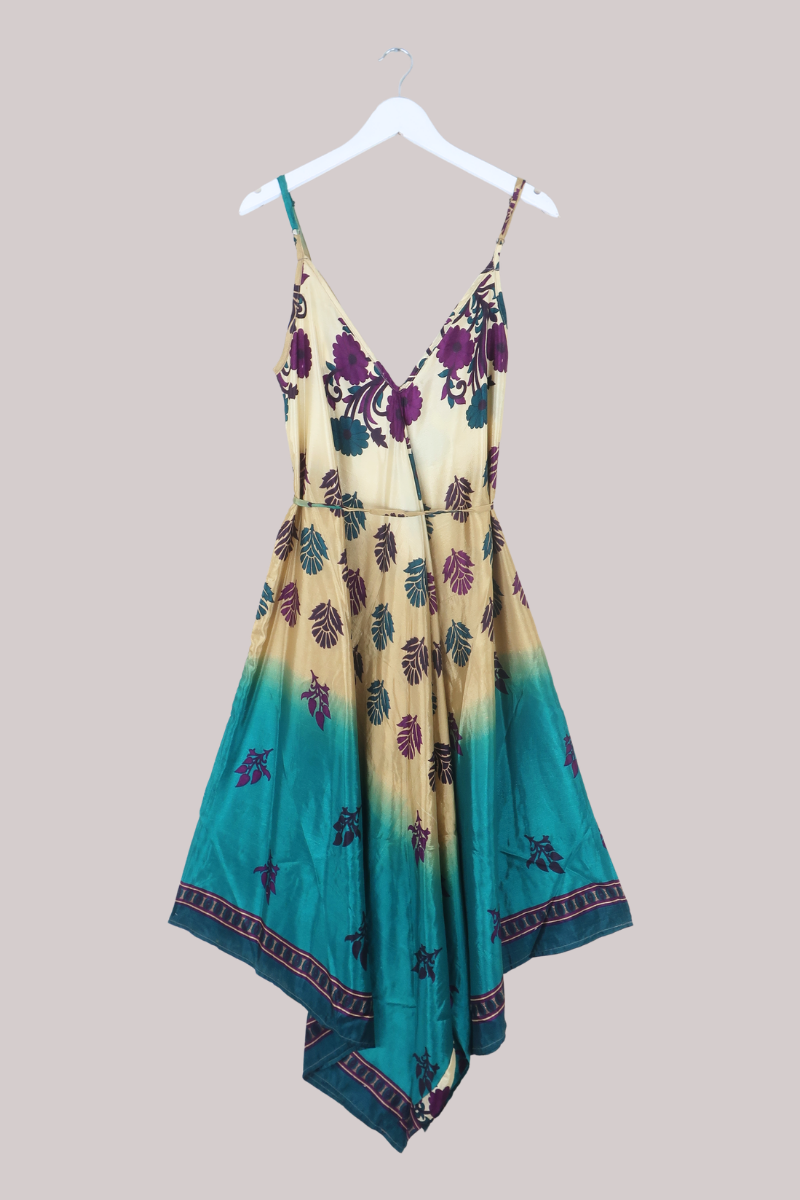 Winona Vintage Sari Jumpsuit in Ocean Climbing Florals - Size M