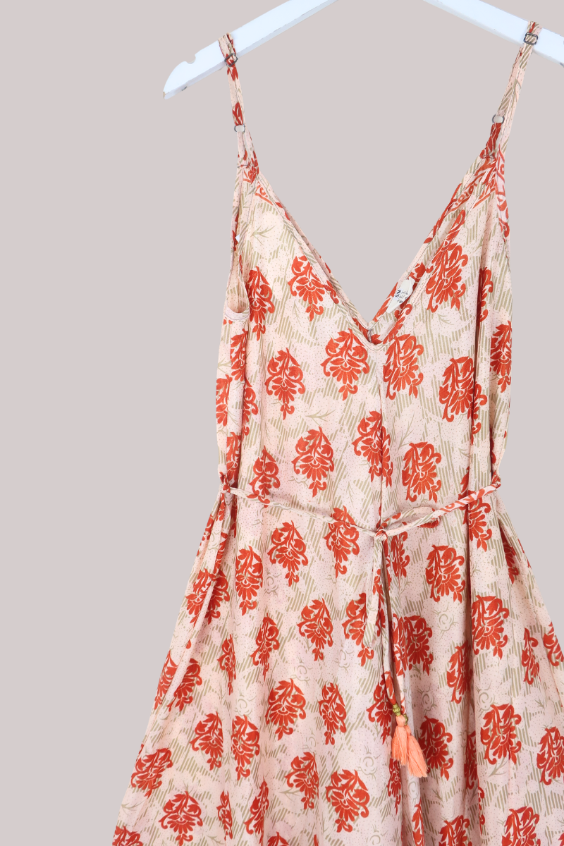 Winona Vintage Sari Jumpsuit in Orange Wine - Size M