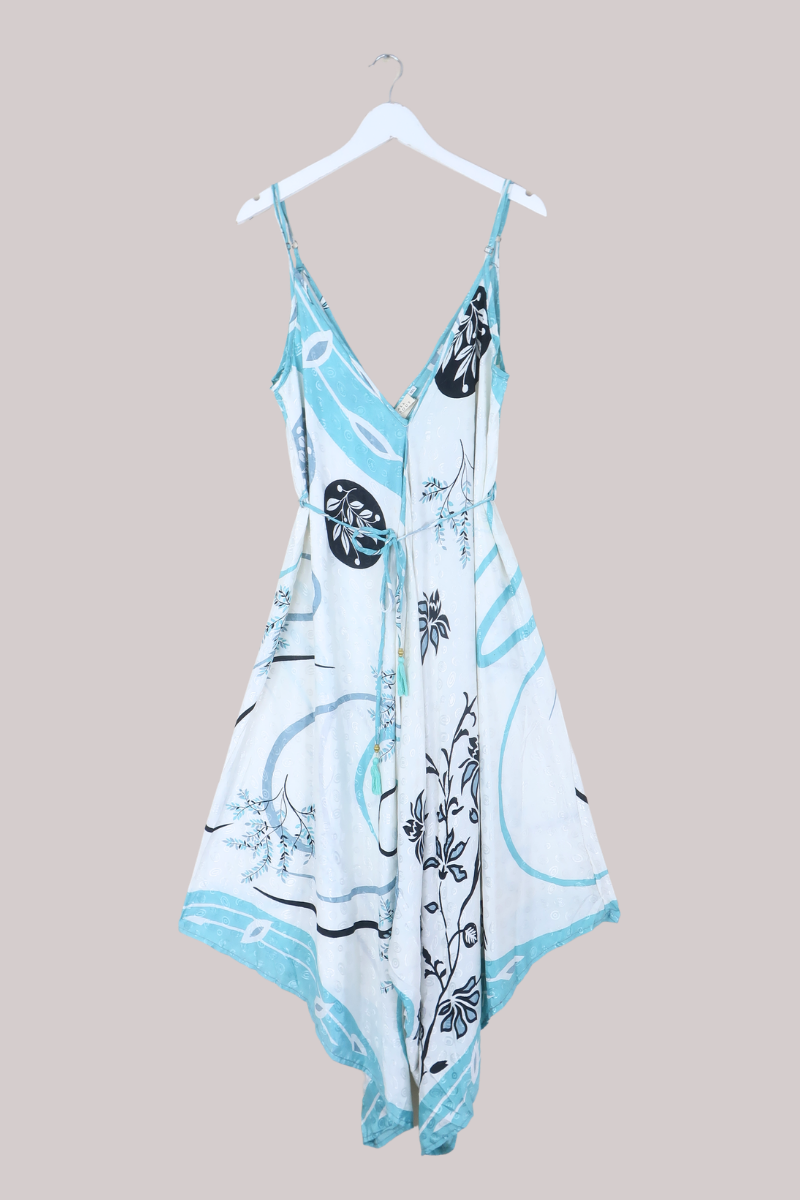 Winona Vintage Sari Jumpsuit in Snowdrop Blue - Size L