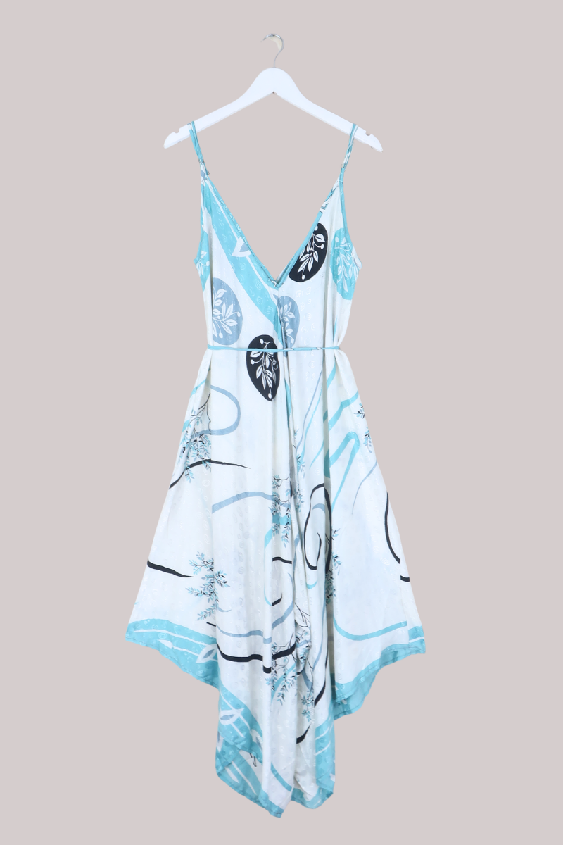 Winona Vintage Sari Jumpsuit in Snowdrop Blue - Size L