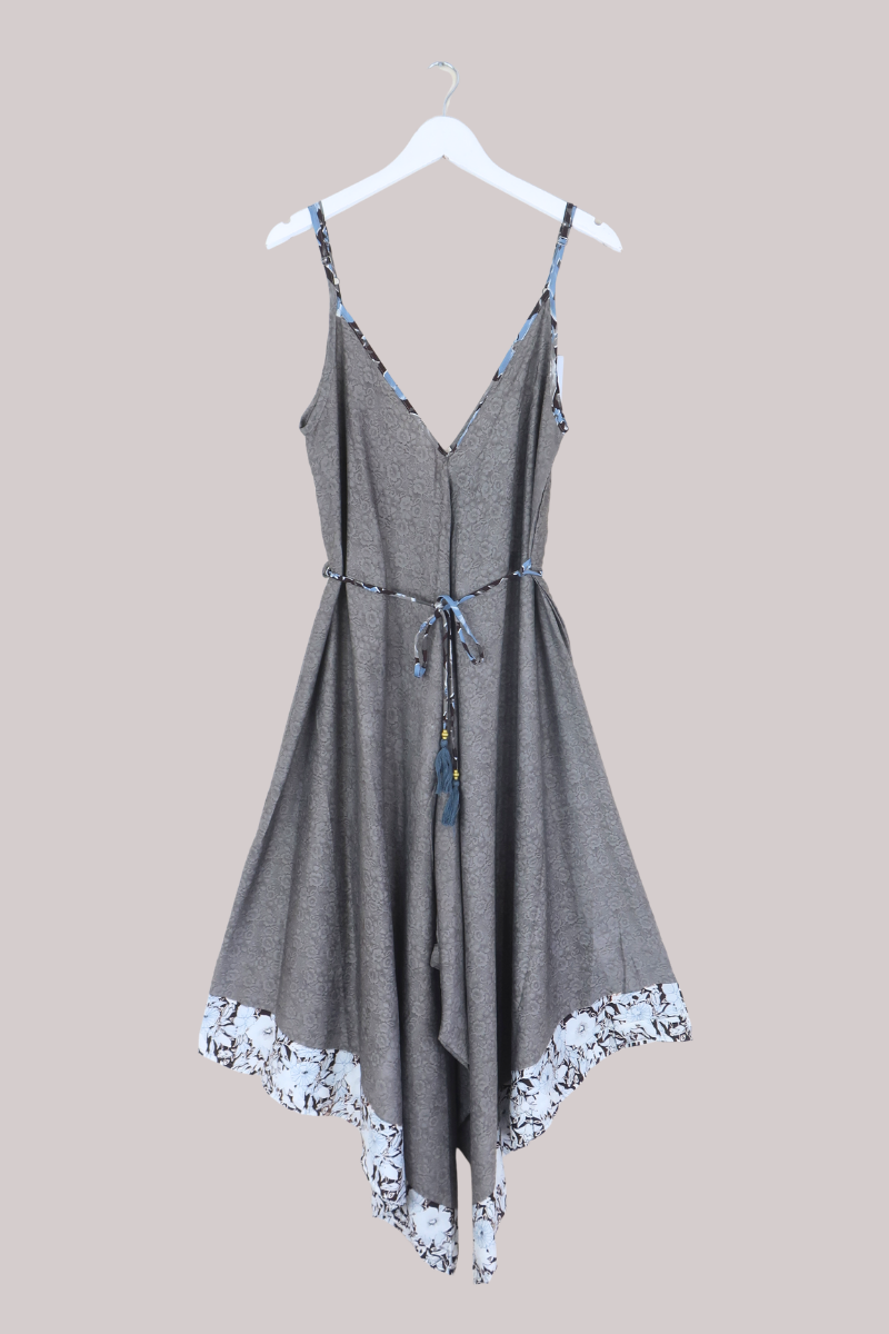Winona Vintage Sari Jumpsuit in Storm Cloud Silver - Size L
