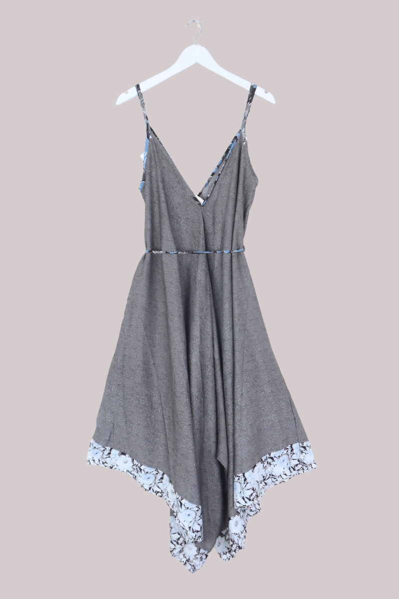 Winona Vintage Sari Jumpsuit in Storm Cloud Silver - Size L