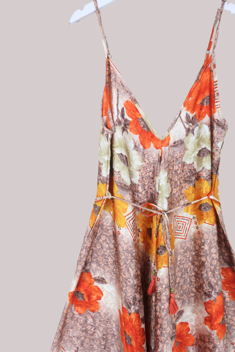 Winona Vintage Sari Jumpsuit in Sunray Florals - Size L