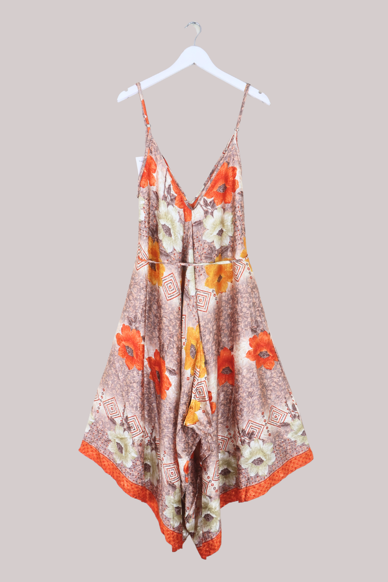 Winona Vintage Sari Jumpsuit in Sunray Florals - Size L