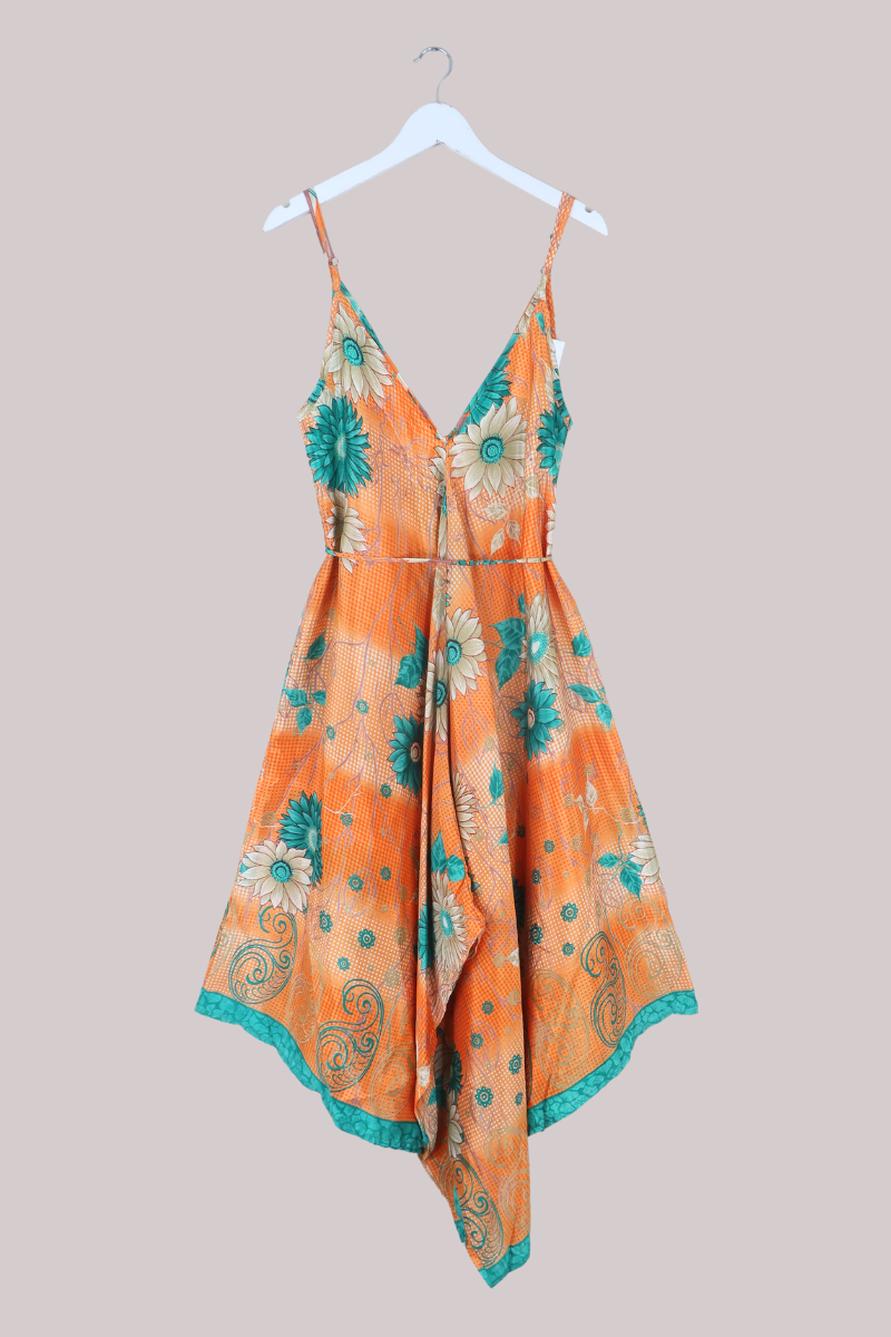 Winona Vintage Sari Jumpsuit in Sunset & Teal - Size L