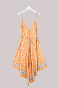 Winona Vintage Sari Jumpsuit in Tangerine Geometric - Size L