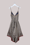 Winona Vintage Sari Jumpsuit in Taupe & Navy - Size L