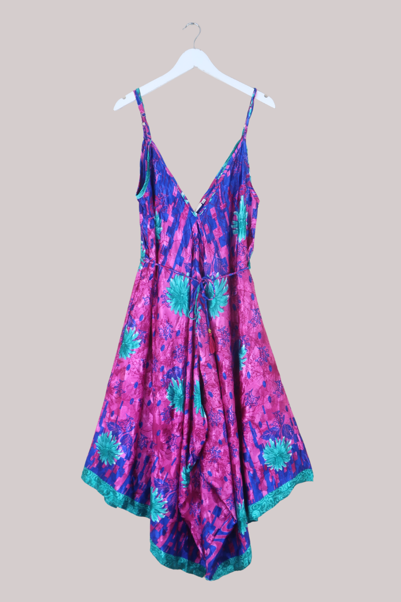 Winona Vintage Sari Jumpsuit in Vibrant Florals - Size L