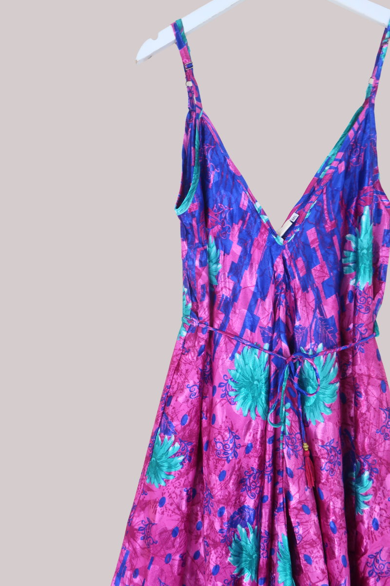 Winona Vintage Sari Jumpsuit in Vibrant Florals - Size L