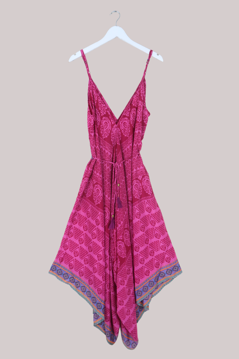 Winona Vintage Sari Jumpsuit in Vintage Morello Cherry - Size L