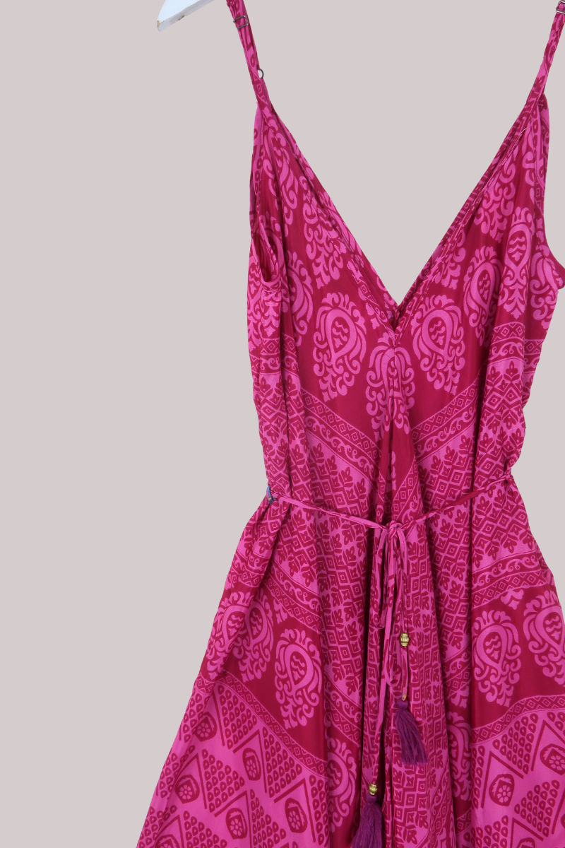 Winona Vintage Sari Jumpsuit in Vintage Morello Cherry - Size L