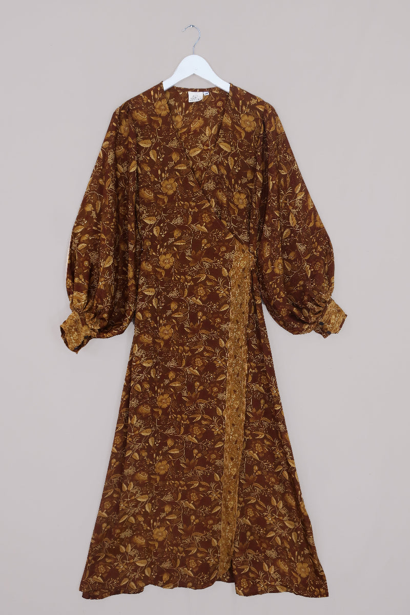 Lola Folklore Floral Wrap Dress in Witch-Hazel Gold | All About Audrey All About Audrey Vintage Boutique Lola Folklore Floral Wrap Dress in Witch-Hazel Gold | All About Audrey All About Audrey Vintage Boutique
