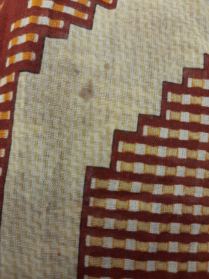 Daisy Midi Smock Dress - Vintage Indian Cotton - Gingerbread & Beige Tapestry - XS/S