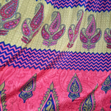 Mona Maxi Dress - Vintage Indian Sari - Watermelon Pink & Blue - Free Size