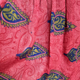 Mona Maxi Dress - Vintage Indian Sari - Watermelon Pink & Blue - Free Size