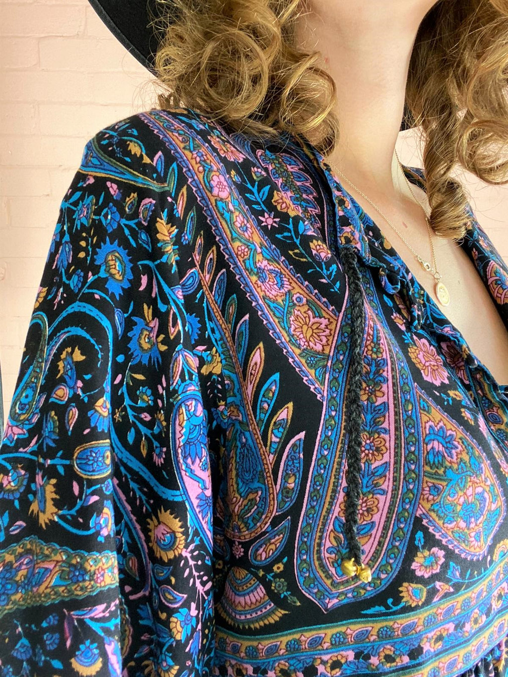 Florence Smock Top in Midnight Sapphire Paisley Floral