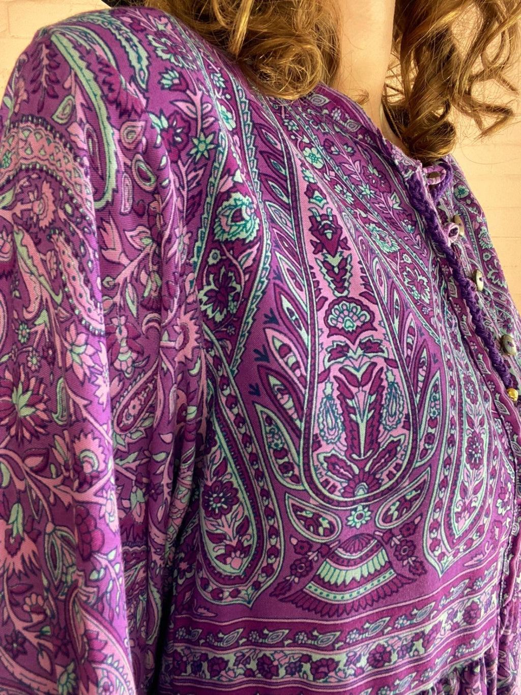 Florence Smock Top in Orchid Purple Paisley Floral