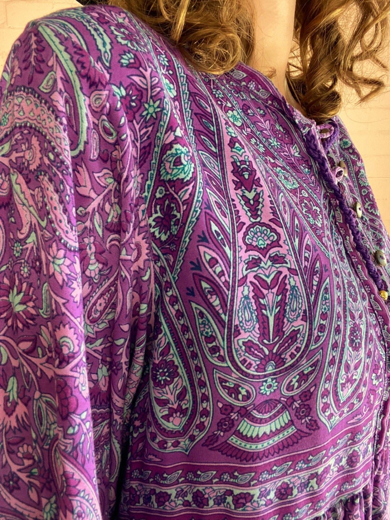 Florence Smock Top in Orchid Purple Paisley Floral