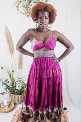 Delilah Maxi Dress - Blackberry Purple - Vintage Sari - Free Size S/M By All About Audrey