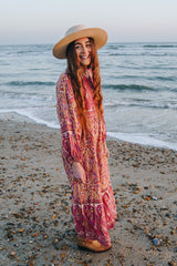 50% OFF Florence Maxi Dress in Ivory & Violet Rose Paisley Floral