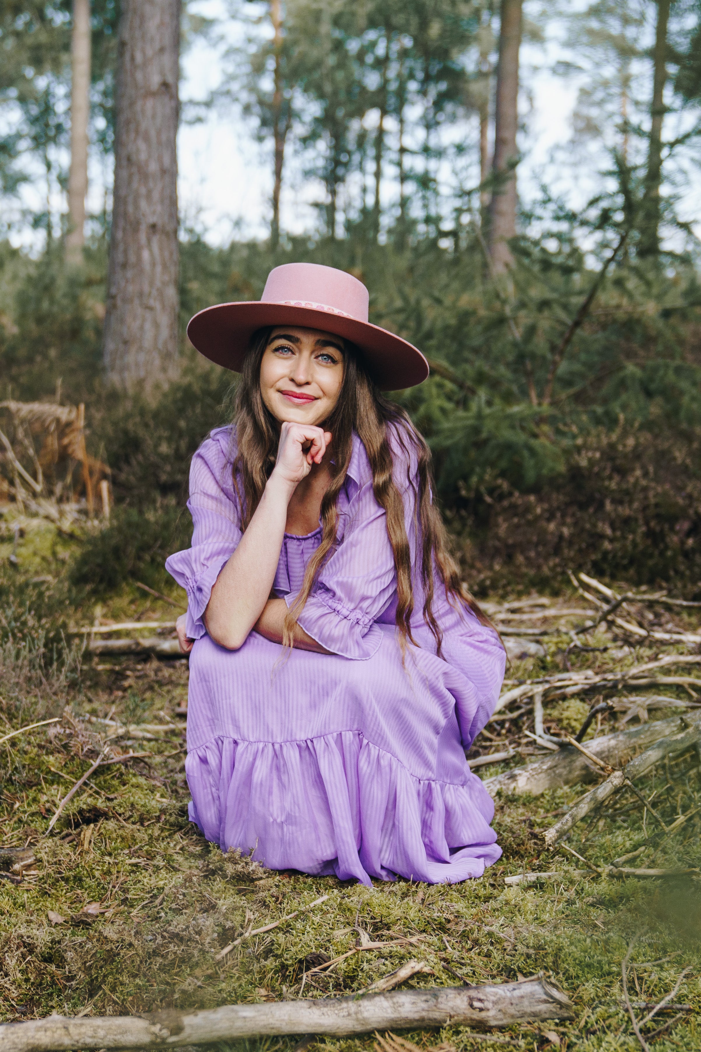 70s style purple dress Vintage 70s Purple With Black Polka Dot Long Sleeve Dress