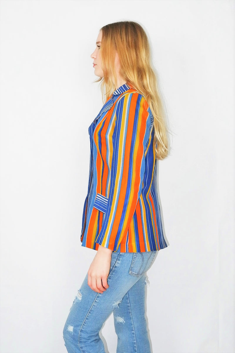 Striped sales long blazer