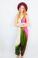 Medusa Jumpsuit - Harem Pant Halter Jumpsuit - Bright Contrast Floral Jacquard - S/M