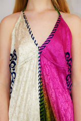 Medusa Jumpsuit - Harem Pant Halter Jumpsuit - Bright Contrast Floral Jacquard - S/M
