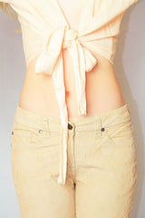 Vintage Wide Leg Corduroy Flares - Golden Tan - Size S