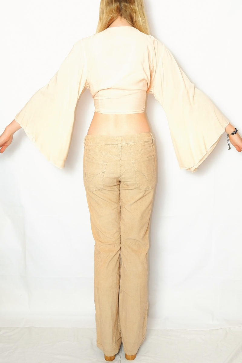 Vintage Wide Leg Corduroy Flares - Golden Tan - Size S