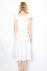 70s Vintage Dress - Sheer White with Black Polka Dots - Size XXS