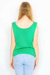 70's Vintage Knitted Vest - Bright Emerald Green - Size M/L