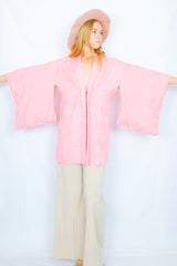 Vintage Kimono - Baby Pink Flora - Free Size