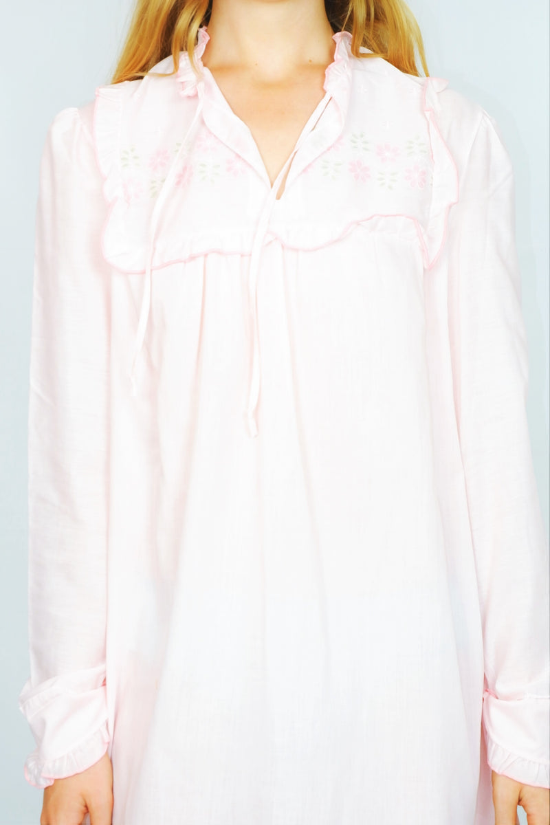70's Vintage - Night Dress - Pale Pink- Size M/L