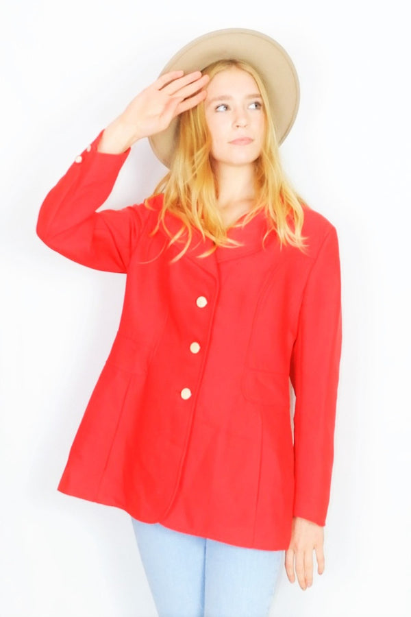 SALE Vintage 70s Coat - Poppy Red - Size S/M