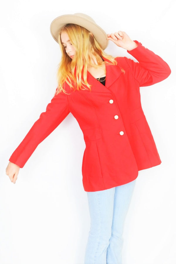SALE Vintage 70s Coat - Poppy Red - Size S/M