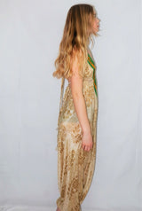 Medusa Jumpsuit - Harem Pant Halter Jumpsuit - Sandcastle & Green Floral - M/L