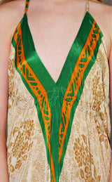 Medusa Jumpsuit - Harem Pant Halter Jumpsuit - Sandcastle & Green Floral - M/L