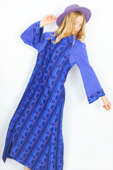 Vintage 70s Housecoat - Midnight Sapphire Mosaic - Size S/M