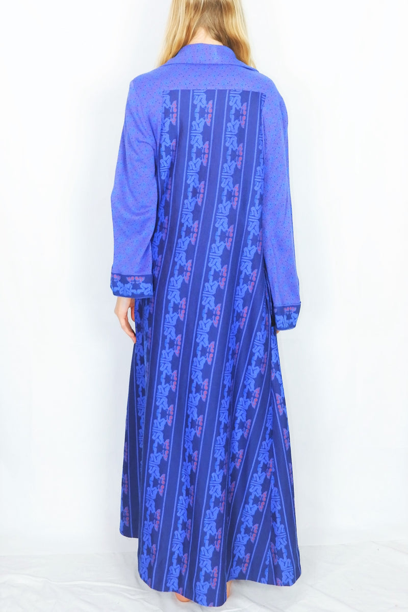 Vintage 70s Housecoat - Midnight Sapphire Mosaic - Size S/M