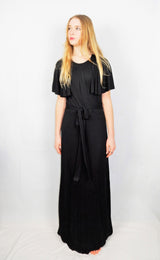 70's Vintage - Black Tall Angel sleeve Maxi - Size XS