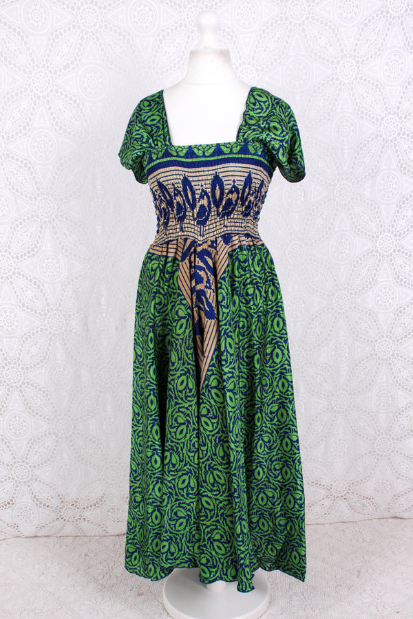 Prima Jumpsuit - Emerald & Prussian Blue Graphic Print - XXS - XS