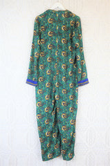 Betty Boilersuit - Indian Sari - Aruba, Sunset & Cobalt Floral Paisley - Size S/M