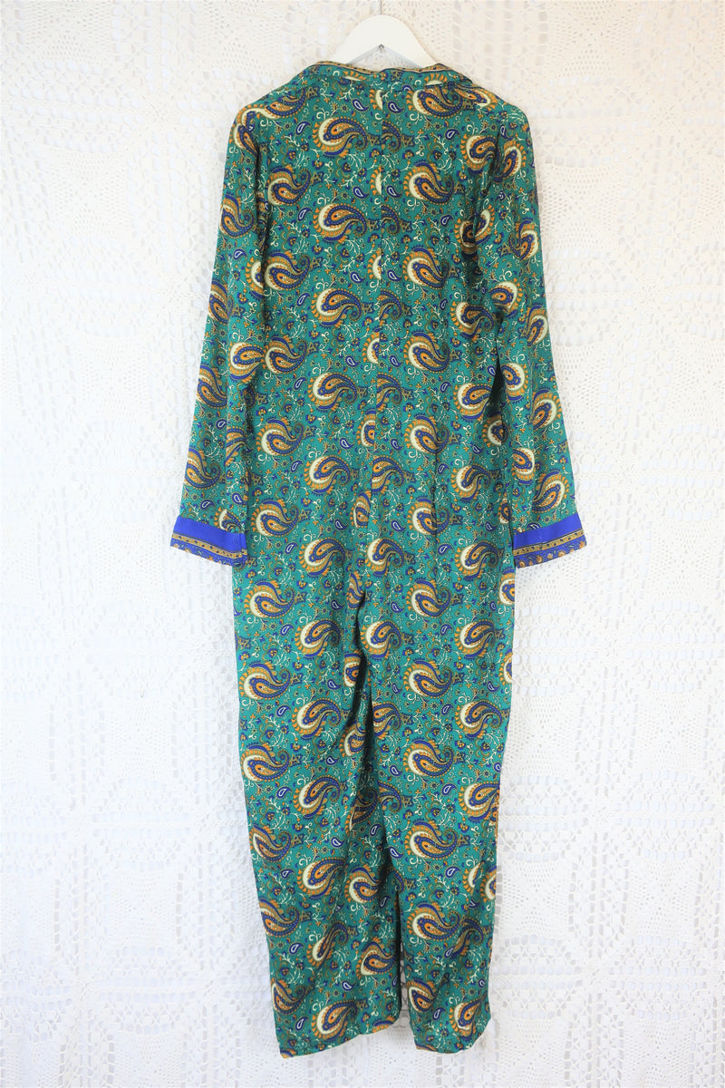 Betty Boilersuit - Indian Sari - Aruba, Sunset & Cobalt Floral Paisley - Size S/M