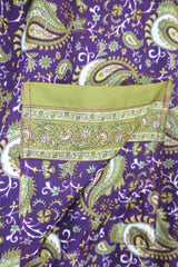 Betty Boilersuit - Indian Sari - Olive, Cream & Sangria Floral Paisley - Size S/M